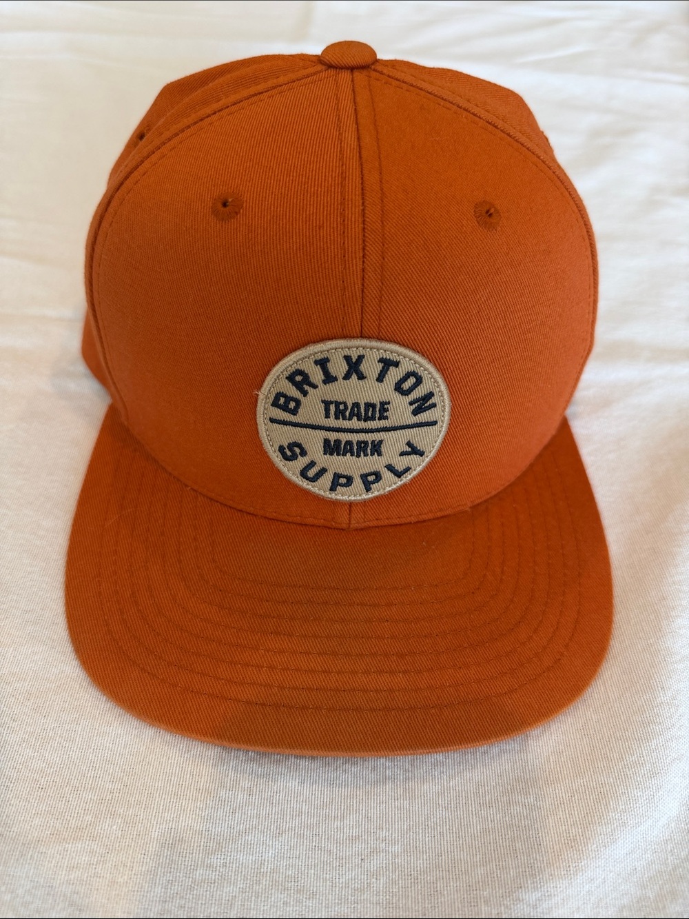 Brixton Supply Trade Mark Snapback Hat Orange Unisex Flat Brim Cap